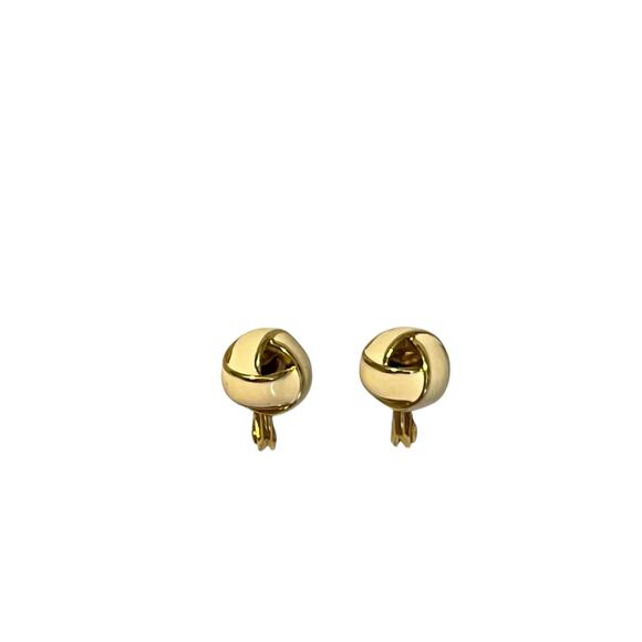 Monet Knotted Cream Gold Clip On Earrings - Picture 2 of 5
